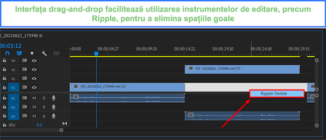 Instrument de editare a ondulației Premiere Pro