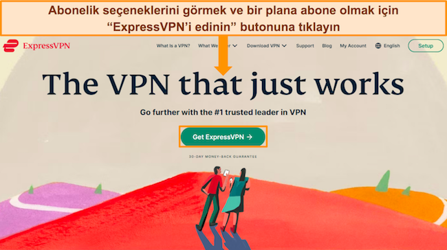 ExpressVPN'in web sayfasının 