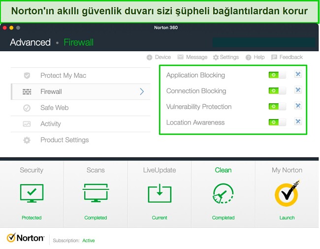 Norton’un Mac cihazlar için sağladığı güvenlik duvarı ile iyi bir koruma elde ediyorsunuz ancak Windows uygulamasındaki güvenlik duvarı kadar zengin özellikler içermiyor