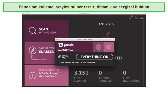 Panda’nın, şu ana kadar gördüğüm kullanımı en kolay antivirüs olduğunu rahatlıkla söyleyebilirim