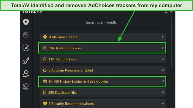 Screenshot of TotalAV's Smart Scan results page