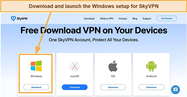 screenshot showing download choices for the SkyVPN app