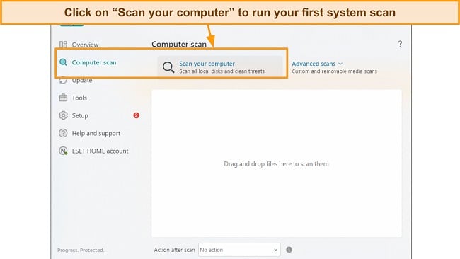 Screenshot of ESET's computer scan button