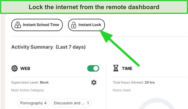 Screenshot of instant lock