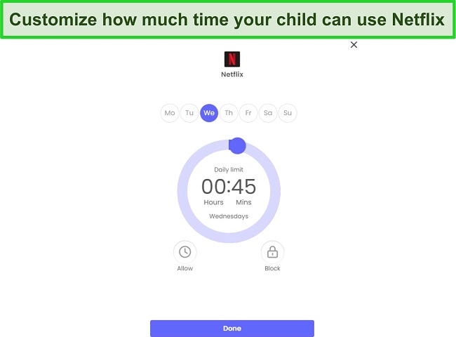 Parental control on Netflix to customize time screenshot