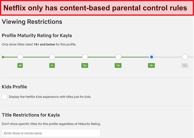 Netflix viewing restrictions screenshot