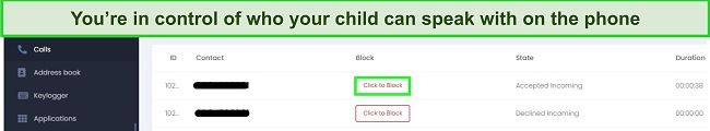 Control who your child can speak on the phone screenshot