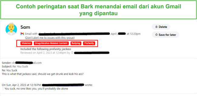 Pemantauan Bark Gmail