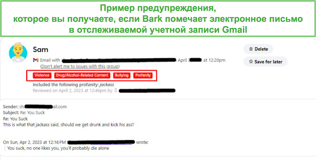 Барк мониторинг Gmail