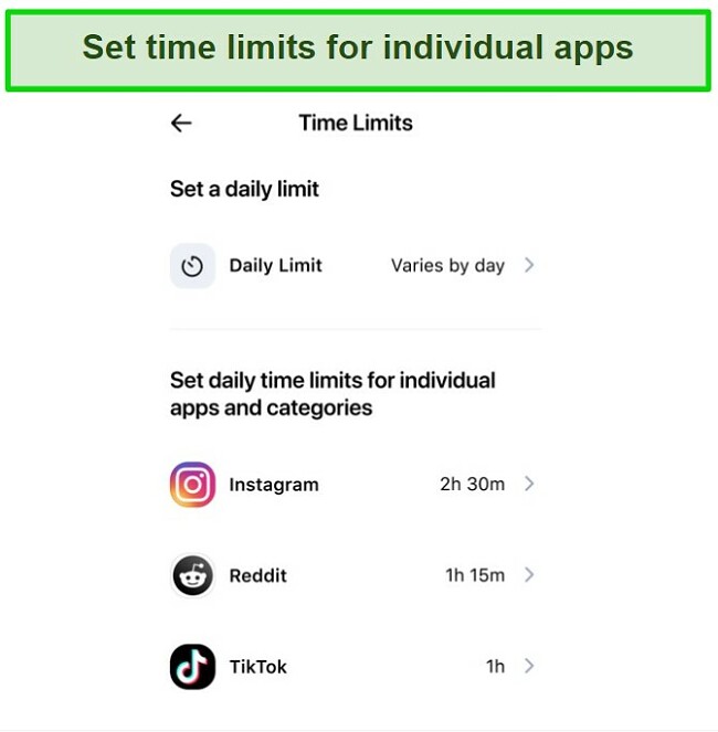 Set screen time limits for apps