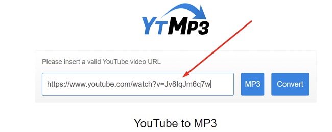 YTMP3 insert Youtube URL screenshot