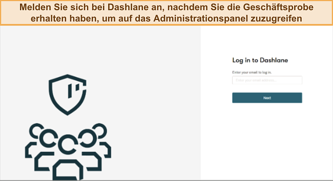 Screenshot, der die Anmeldeseite von Dashlane zeigt