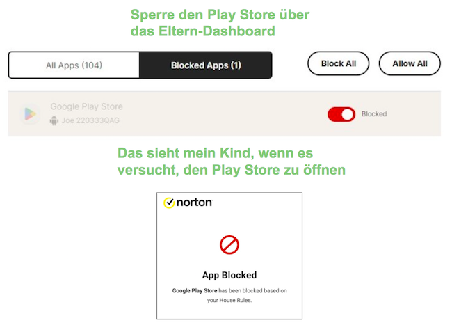 Norton Family Blocks Play Store