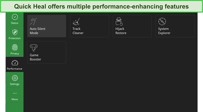 Screenshot of Quick Heal device optimization features