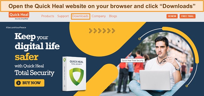 Screenshot of Quick Heal homepage page