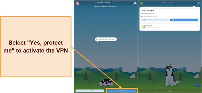 Screenshot of Phone Guardian VPN User Interface on Android
