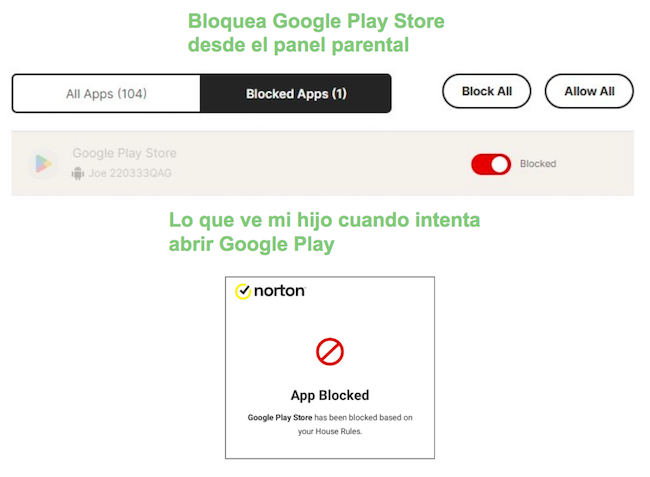 Norton Family Bloques Play Store