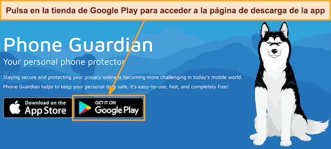 Captura de pantalla de Phone Guardian VPN Review para la página de descarga de la aplicación Android