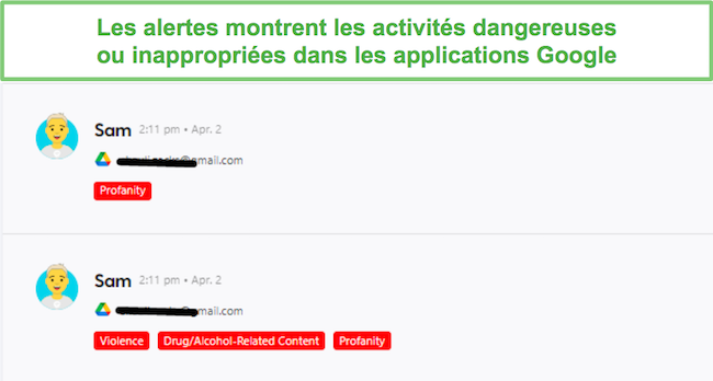 Aboiement des alertes Google Drive