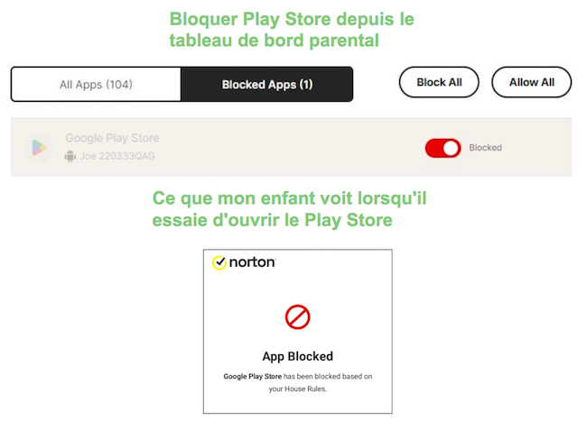 Norton Family bloque le Play Store
