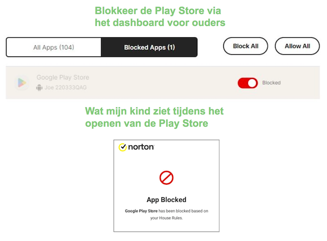 Norton Family Blokken Play Store