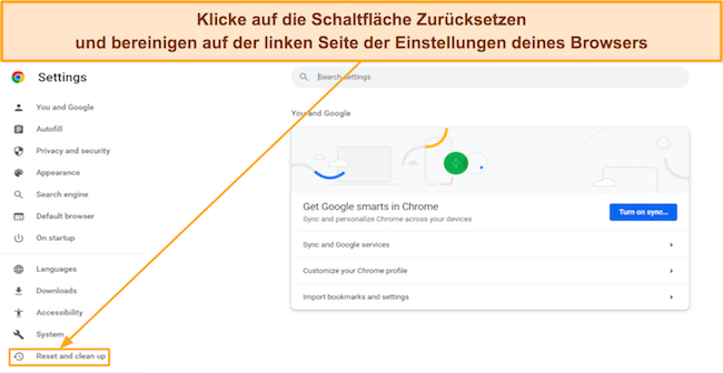 Screenshot, der zeigt, wie man die Browsereinstellungen von Google Chrome öffnet
