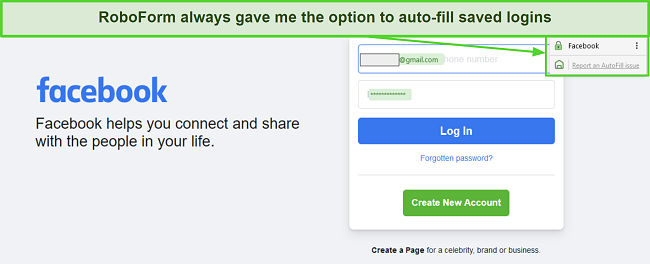 Screenshot of RoboForm's auto-fill feature