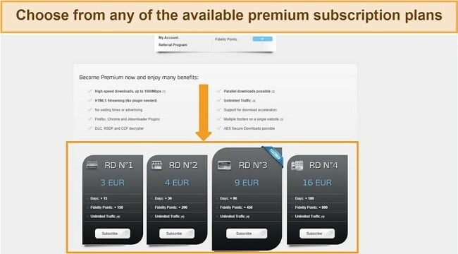 Screenshot of the selection process for choosing a subscription plan, outlined in the updated setup guide for installing Real Debrid on Kodi.