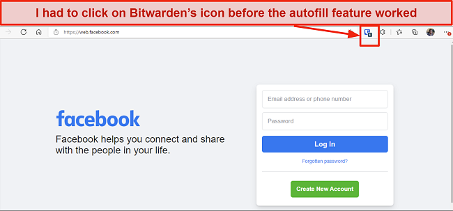 Screenshot of Bitwarden's autofill function