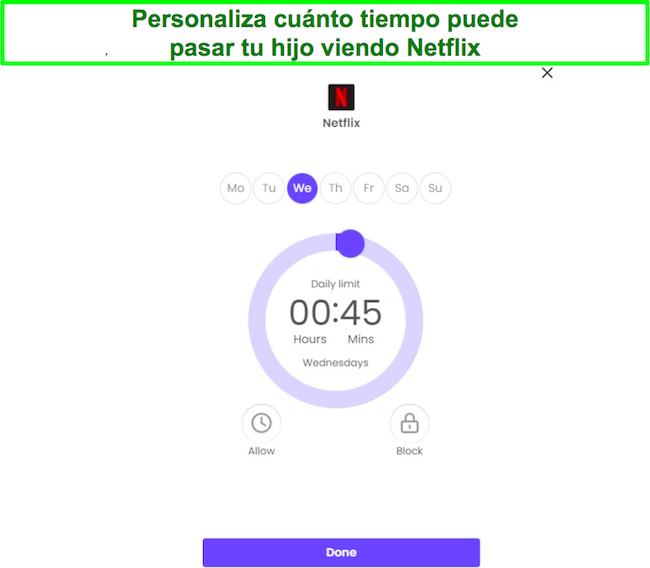 Control parental en Netflix para personalizar la captura de pantalla del tiempo