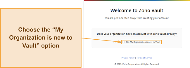 Screenshot showing how to get started with Zoho Vault
