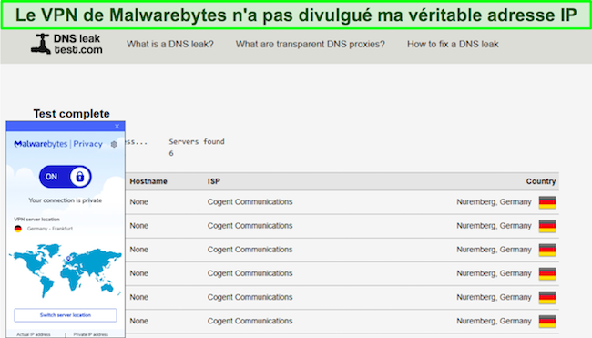 Le VPN de Malwarebytes ne montre aucune fuite IP lors des tests