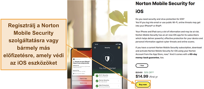 Képernyőkép a Norton Mobile Security feliratkozásról