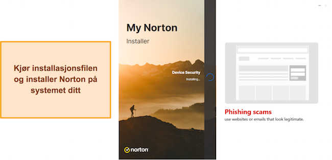 Norton kjører oppsettet og installer skjermbilde