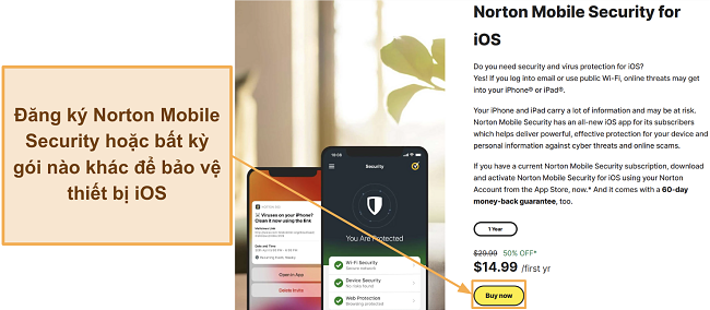 Ảnh chụp màn hình hướng dẫn cách đăng ký Norton Mobile Security