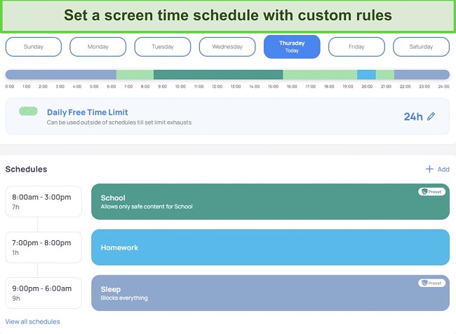 Mobicip lets your create a complete screen time routine
