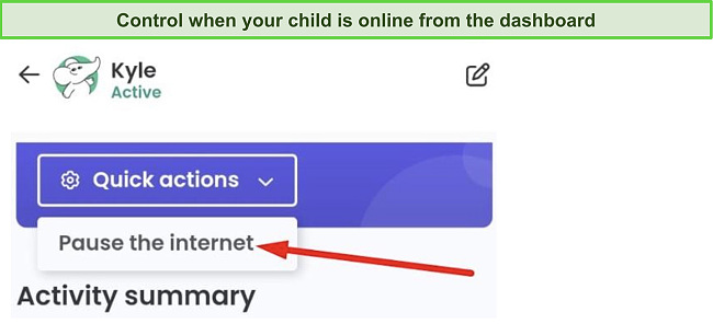When the internet is paused, the child can still access offline apps