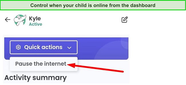 When the internet is paused, the child can still access offline apps