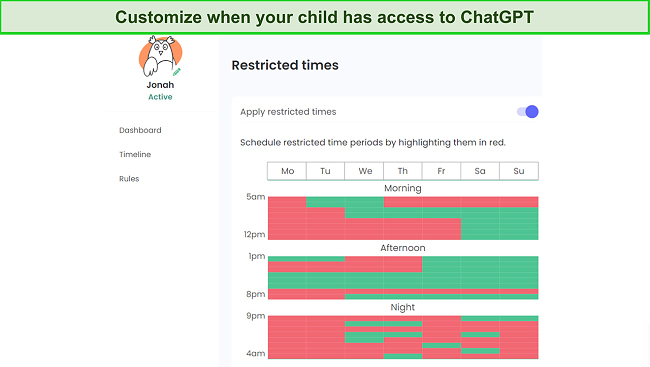 Create a screen time usage schedule