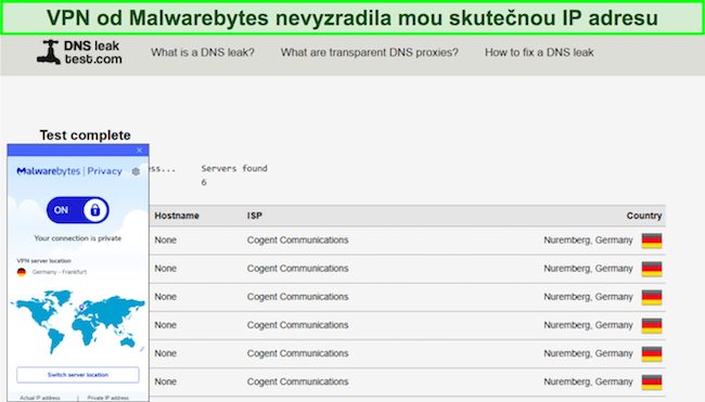VPN Malwarebytes nevykazuje žádné úniky IP při testech