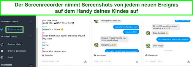 mSpy macht Fotos von jedem neuen Ereignis-Screenshot