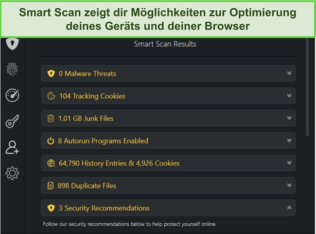 Screenshot des Smart Scan-Ergebnisses von TotalAV