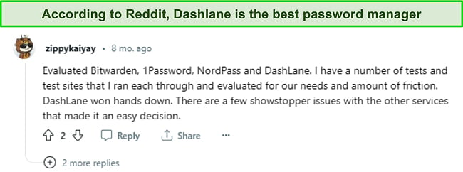Dashlane, a 1Password Alternative according to Reddit