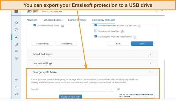 Screenshot of Emsisoft's Emergency Kit page