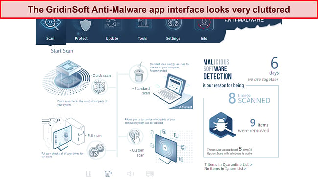 Screenshot of GridinSoft desktop app interface