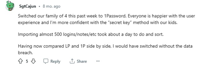 1Password LastPass-Alternative laut Reddit