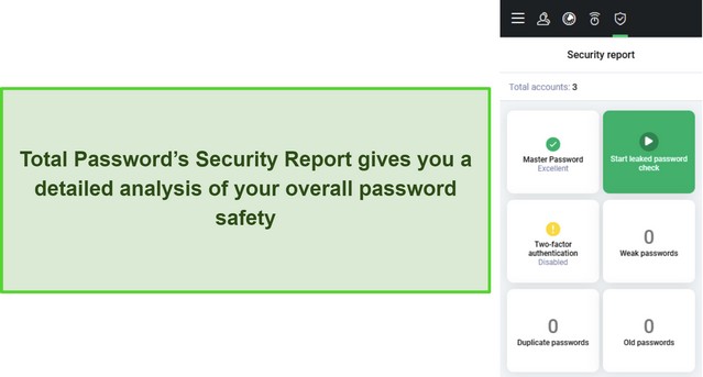 Screenshot of Total Password's Security Report feature