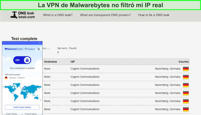 La VPN de Malwarebytes no muestra fugas de IP en las pruebas