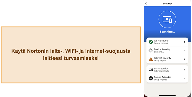 Kuvakaappaus Nortonin erilaisista turvaominaisuuksista