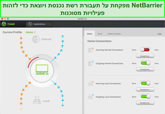 Intego מראה NetBarrier המגן על המחשב של המשתמש